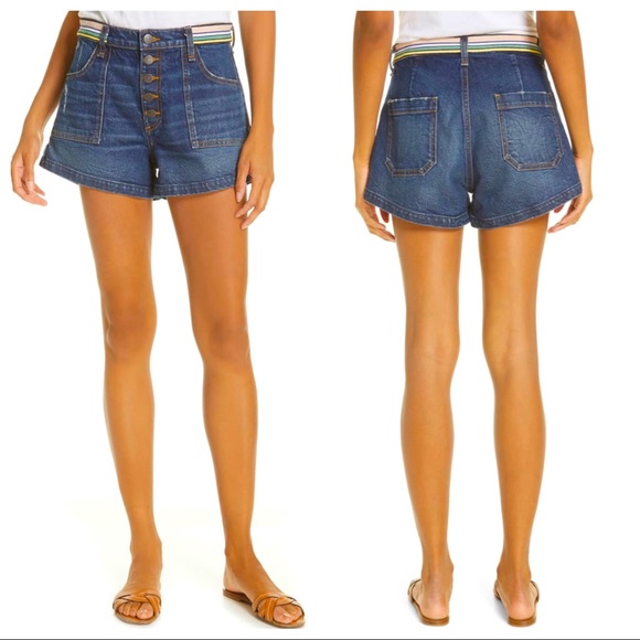 Veronica Beard Pants - NWT Veronica Beard Zynan Stripe Waist Denim Shorts